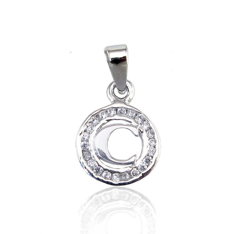 Silver pendant 2300326(PRh-Gr)_CZ, Silver 925°, Rhodium (Plating), Zirkons