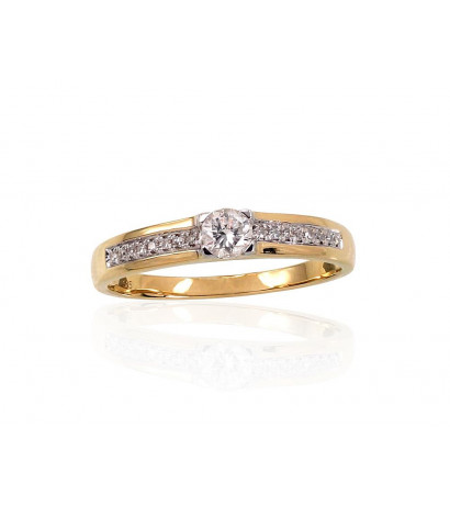 Gold ring 1100190(Au-Y+PRh-W)_DI, Yellow Gold 585°, Rhodium (Plating) , Diamonds