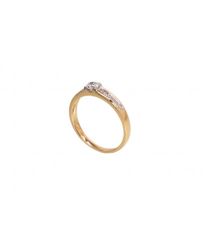 Gold ring 1100190(Au-Y+PRh-W)_DI, Yellow Gold 585°, Rhodium (Plating) , Diamonds