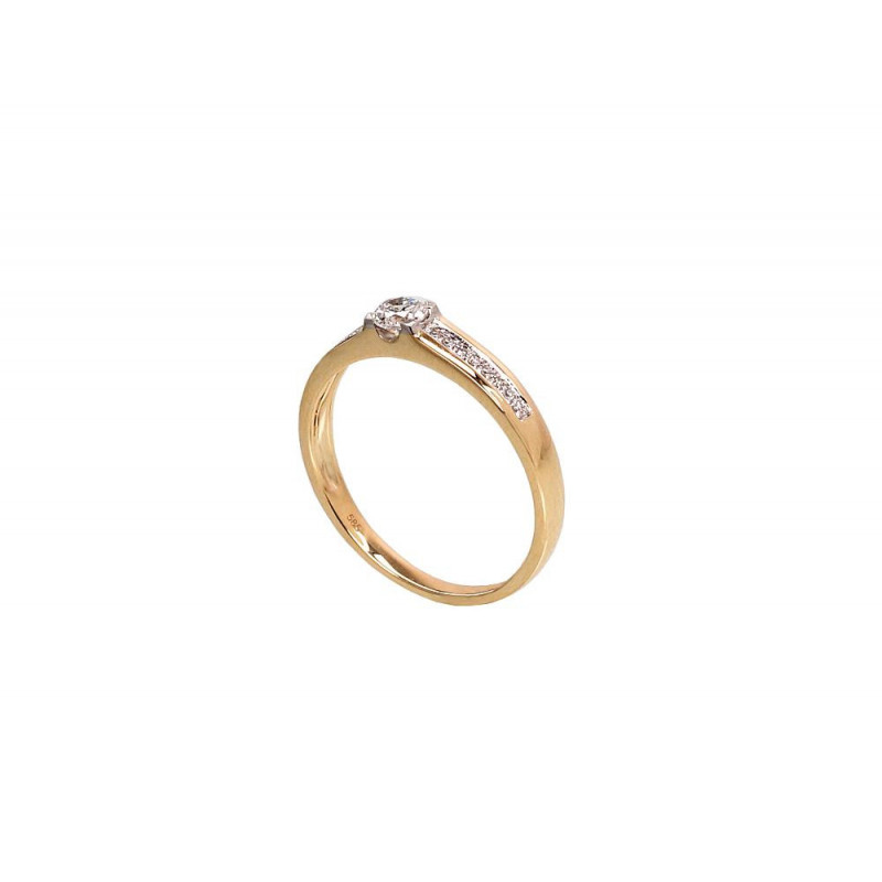 Gold ring 1100190(Au-Y+PRh-W)_DI, Yellow Gold 585°, Rhodium (Plating) , Diamonds