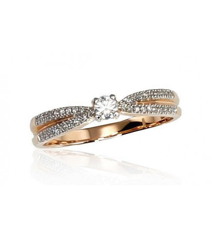 Gold ring 1100191(Au-R+PRh-W)_DI, Red Gold 585°, Rhodium (Plating) , Diamonds