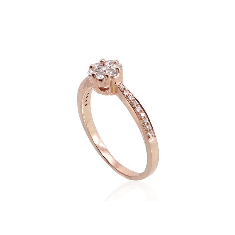 Gold ring 1100204(Au-R)_DI, Red Gold 585°, Diamonds