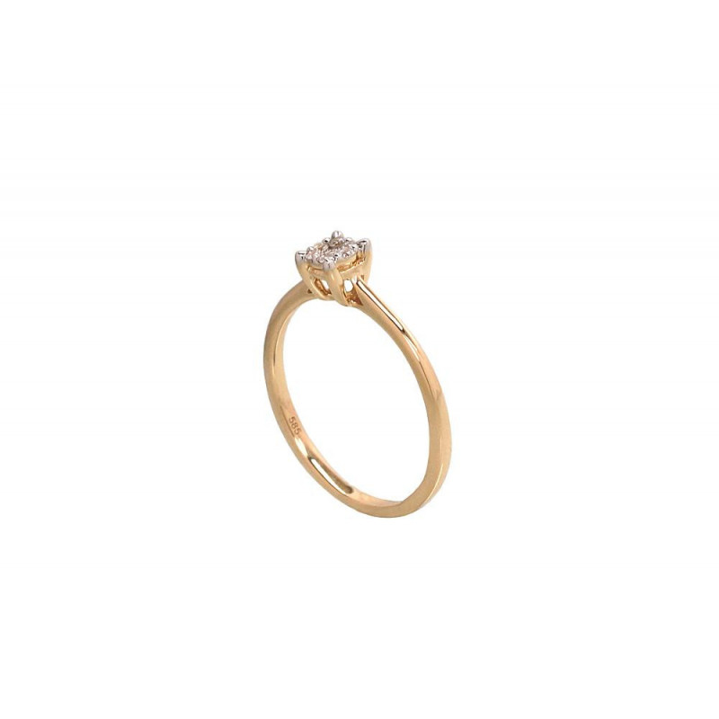 Gold ring 1100288(Au-Y+PRh-W)_DI, Yellow Gold 585°, Rhodium (Plating) , Diamonds