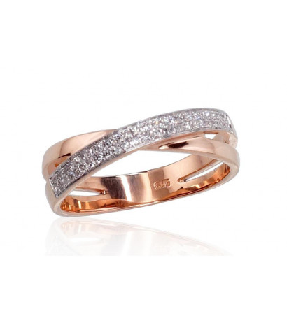 Gold ring 1100411(Au-R+PRh-W)_DI, Red Gold 585°, Rhodium (Plating) , Diamonds