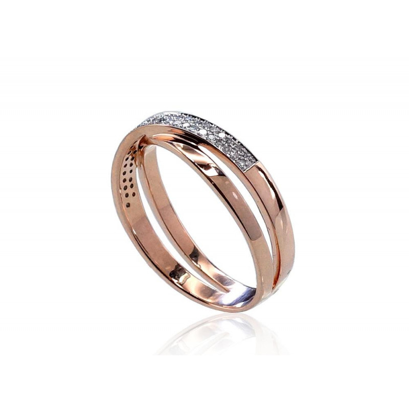 Gold ring 1100411(Au-R+PRh-W)_DI, Red Gold 585°, Rhodium (Plating) , Diamonds