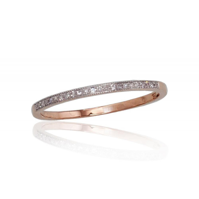 Gold ring 1100414(Au-R+PRh-W)_DI, Red Gold 585°, Rhodium (Plating) , Diamonds