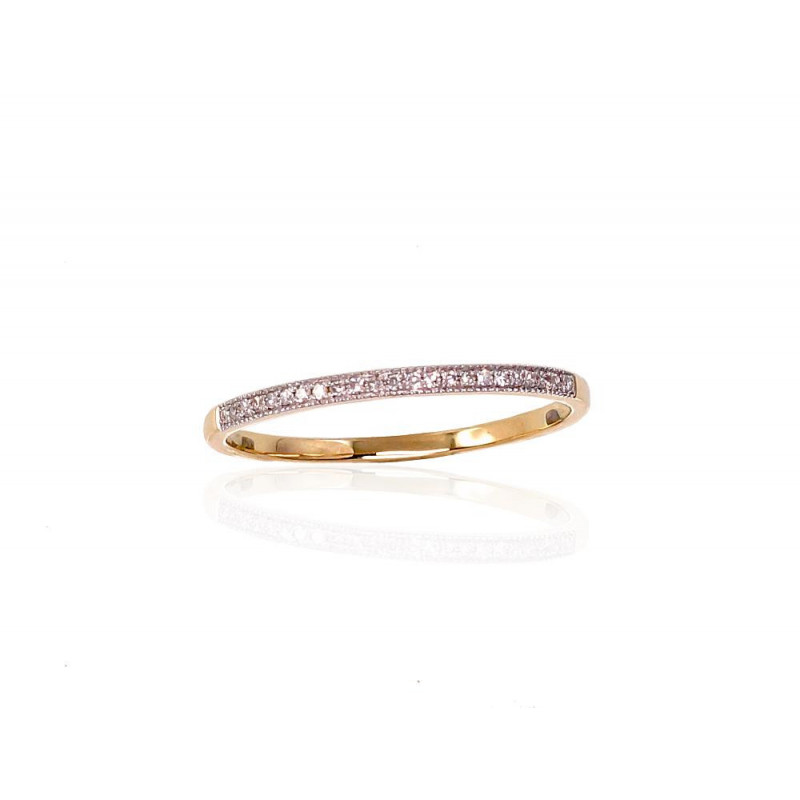 Gold ring 1100414(Au-Y+PRh-W)_DI, Yellow Gold 585°, Rhodium (Plating) , Diamonds