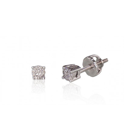 Gold screw studs earrings 1200452(Au-W)_DI, White Gold 585°, Diamonds