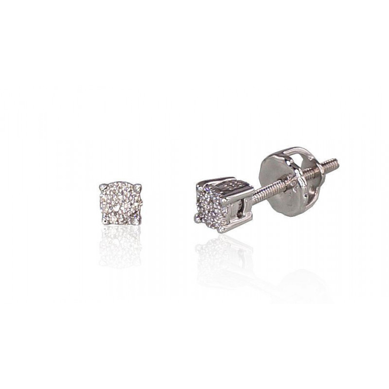 Gold screw studs earrings 1200452(Au-W)_DI, White Gold 585°, Diamonds