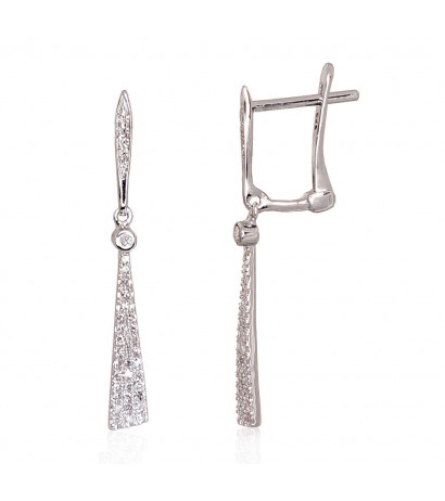 Gold earrings with 'english' lock 1200979(Au-W)_DI, White Gold 585°, Diamonds