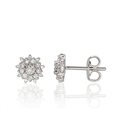 Gold classic studs earrings 1200980(Au-W)_DI, White Gold 585°, Diamonds