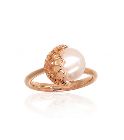 Gold ring 1100918(Au-R)_PE, Red Gold 585°, Fresh-water Pearl