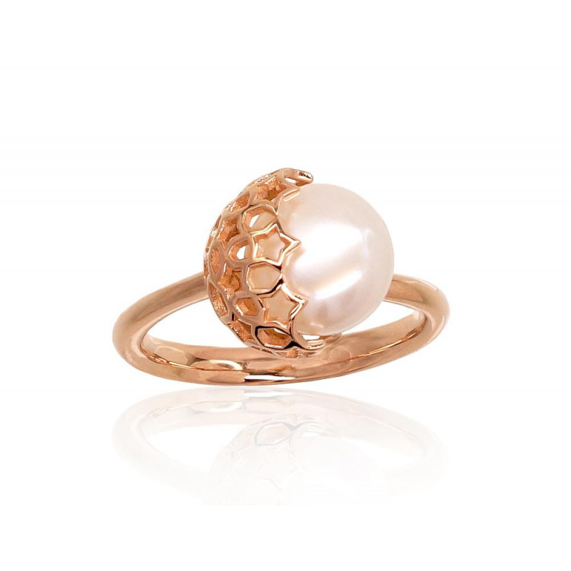 Gold ring 1100918(Au-R)_PE, Red Gold 585°, Fresh-water Pearl