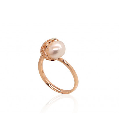 Gold ring 1100918(Au-R)_PE, Red Gold 585°, Fresh-water Pearl