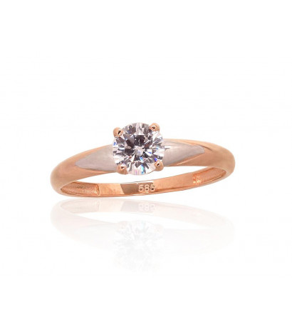 Gold ring 1100933(Au-R+PRh-W)_CZ, Red Gold 585°, Rhodium (Plating) , Zirkons