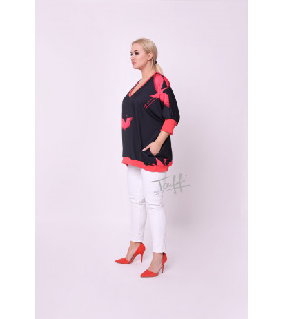 TAFFI blouse Bird Coral 18