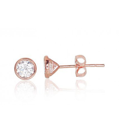 Gold classic studs earrings 1200010(Au-R)_CZ, Red Gold 585°, Zirkons