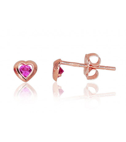 Gold classic studs earrings 1200203(Au-R)_CZ-RO, Red Gold 585°, Zirkons