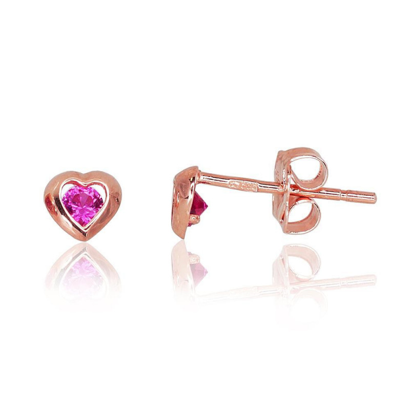 Gold classic studs earrings 1200203(Au-R)_CZ-RO, Red Gold 585°, Zirkons