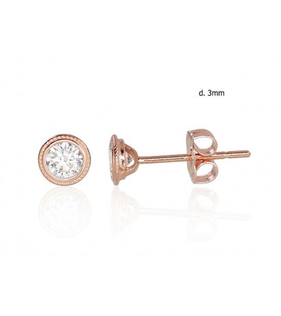 Gold classic studs earrings 1200951(Au-R)_CZ, Red Gold 585°, Zirkons