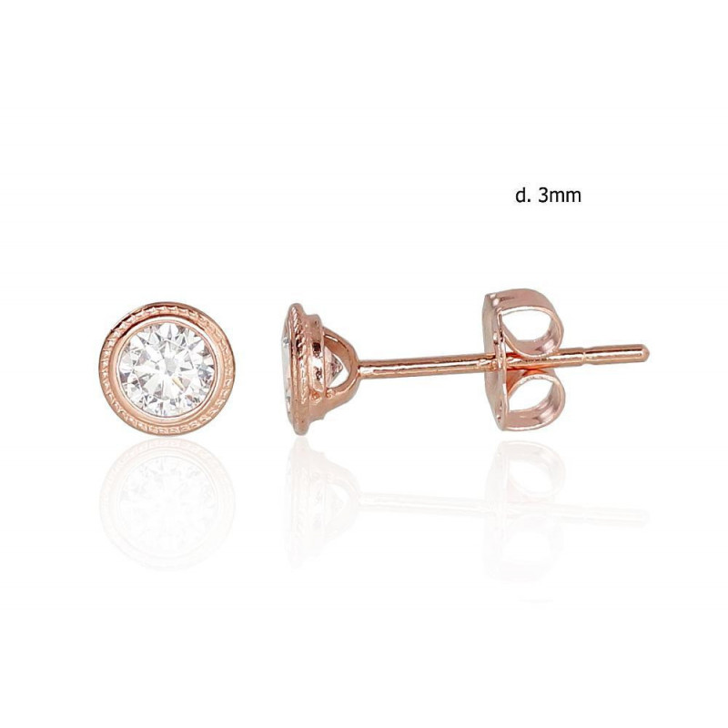 Gold classic studs earrings 1200951(Au-R)_CZ, Red Gold 585°, Zirkons