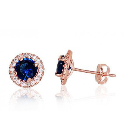 Gold classic studs earrings 1201042(Au-R)_CZ+CZ-B, Red Gold 585°, Zirkons