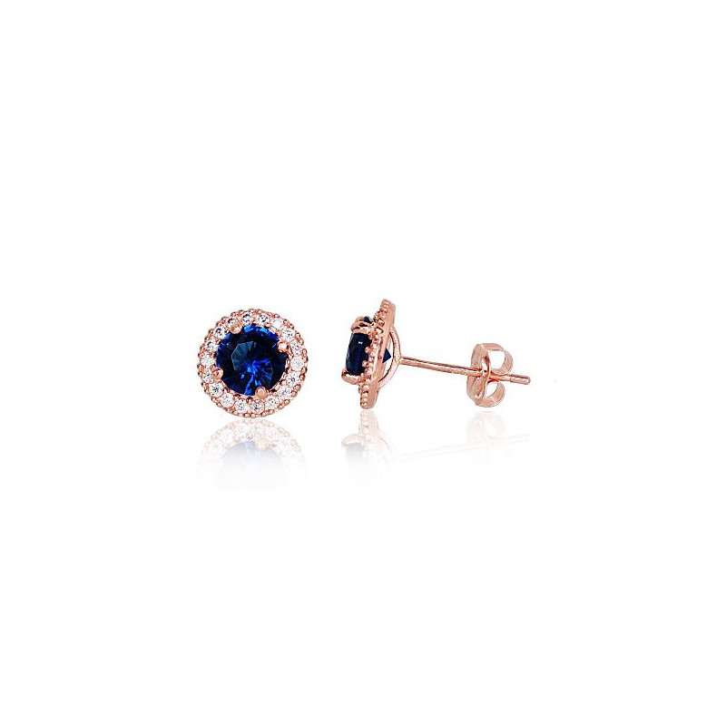 Gold classic studs earrings 1201042(Au-R)_CZ+CZ-B, Red Gold 585°, Zirkons