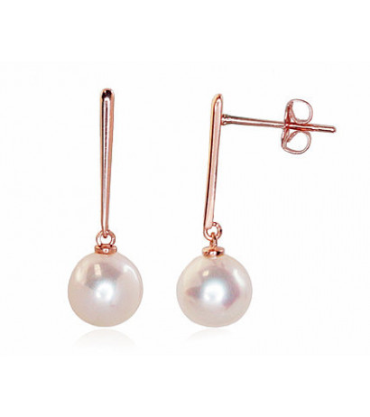 Gold classic studs earrings 1201045(Au-R)_PE, Red Gold 585°, Fresh-water Pearl