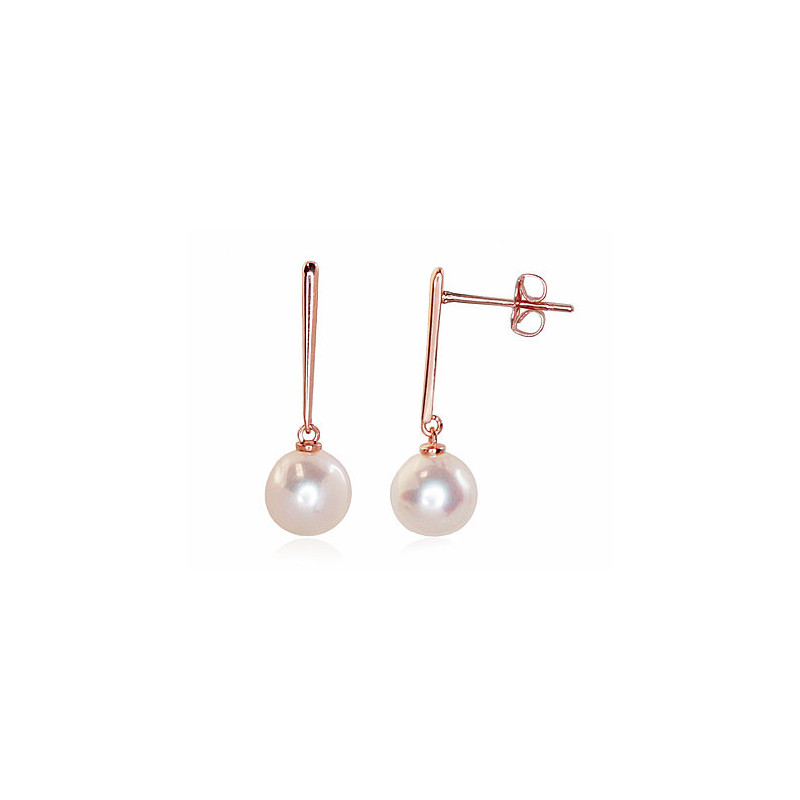 Gold classic studs earrings 1201045(Au-R)_PE, Red Gold 585°, Fresh-water Pearl