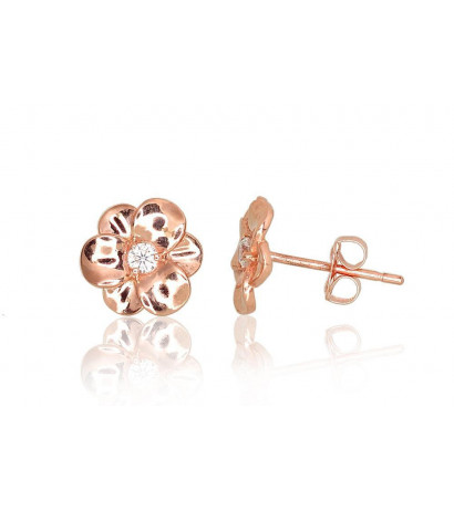 Gold classic studs earrings 1201117(Au-R)_CZ, Red Gold 585°, Zirkons