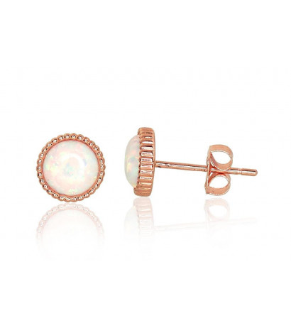 Gold classic studs earrings 1201124(Au-R)_OP, Red Gold 585°, Opalit