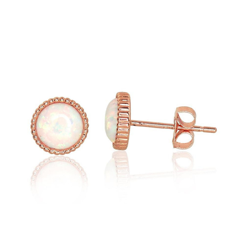 Gold classic studs earrings 1201124(Au-R)_OP, Red Gold 585°, Opalit