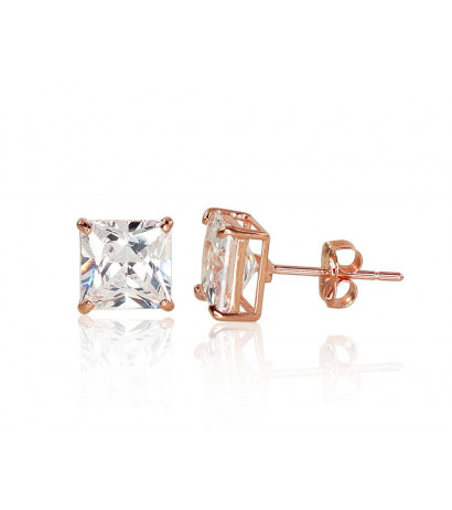 Gold classic studs earrings 1201168(Au-R)_CZ, Red Gold 585°, Zirkons