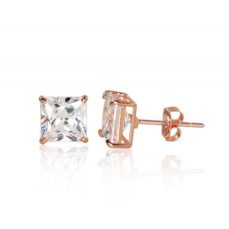 Gold classic studs earrings 1201168(Au-R)_CZ, Red Gold 585°, Zirkons