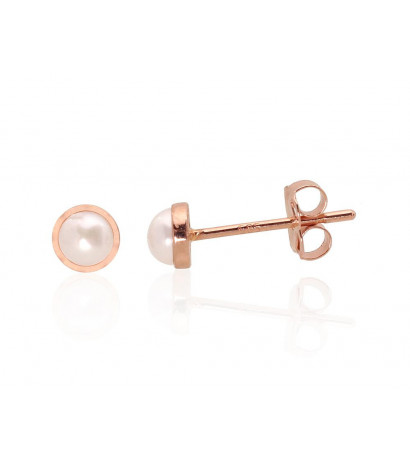 Gold classic studs earrings 1201288(Au-R)_PE, Red Gold 585°, Fresh-water Pearl