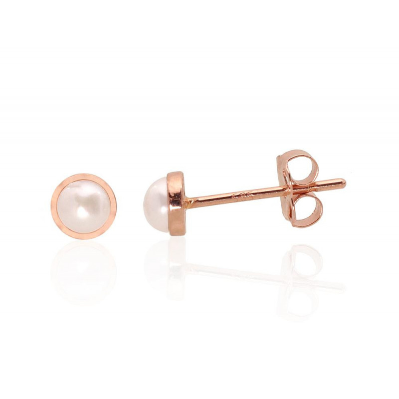 Gold classic studs earrings 1201288(Au-R)_PE, Red Gold 585°, Fresh-water Pearl