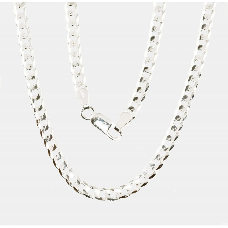 Silver chain Curb 3.9 mm , diamond cut 2400070, Silver 925°