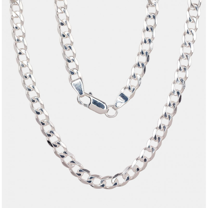 Silver chain Curb 4.1 mm , diamond cut 2400078, Silver 925°